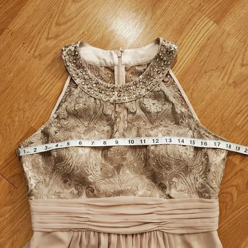 Eliza J Lace Bodice Gown size 10 Petite in Beige